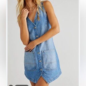 We The Free Light Blue Denim Vest size medium
